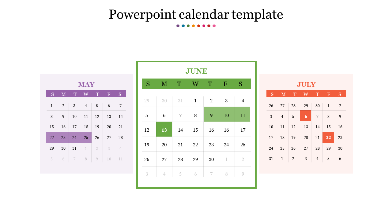 Our Predesigned PowerPoint Calendar Template Slides